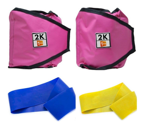 Kit Caneleira/tornozeleira Peso Rosa2kg+mini Band Leve Média