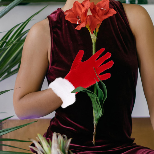 1 Par De Guantes Cortos Navideños De Papá Noel