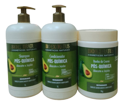 Kit Bio Extratus Shampoo Condicionador 1 Banho Creme 1 Litro