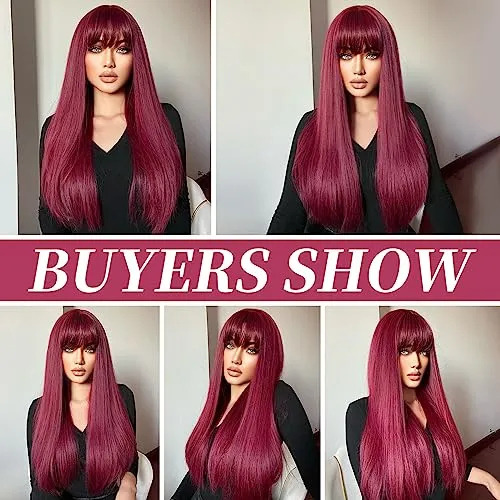 O Peluca Larga Y Recta Haircube Roja