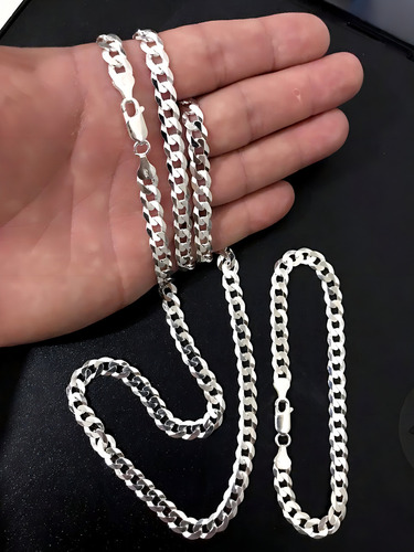 ( Avista ) Cordão Pulseira Escama 7mm 80cm Prata 925+2 Bd Cor Prateado