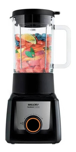 Liquidificador portátil Mallory Taurus Glass 2.3 L preto com jarra de vidro 127V