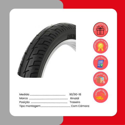 Kit Pneu E Câmara Cg Titan/fan 90/90-18 Traseiro + Brinde