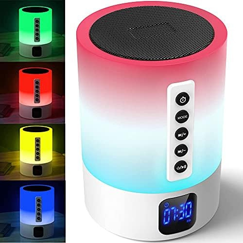 Altavoz Bluetooth Hompot Con Luces Nocturnas Y Reloj