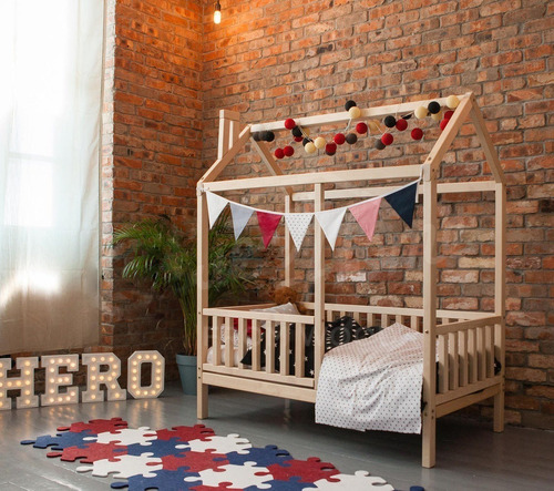 Cama De Sueños Casita Montessori Infantil De Madera 