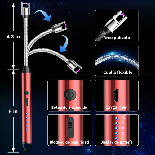 4 Encendedores Eléctrico Para Cocina Carga Usb Portátil