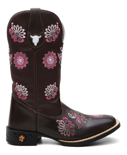 Bota Botina Texana Feminina Country Em Couro Rosa Promoção 