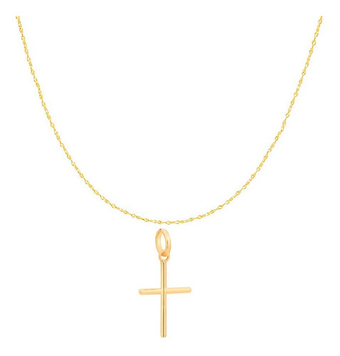 Colar Rommanel Infantil Com Cruz Folheado Ouro 18k Original Antialérgico Presente Religioso Infantil Dia Das Crianças