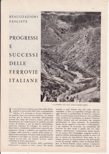 1938 Nota Ferrocarril En Italia Durante Epoca Del Fascismo