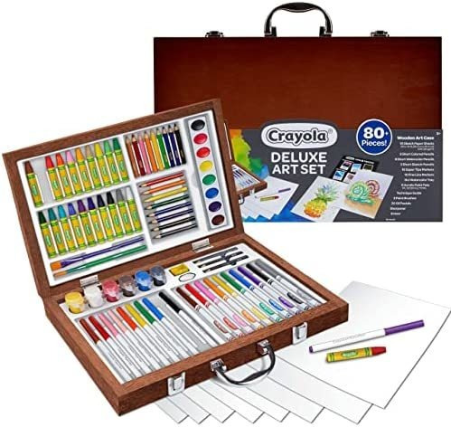 Caja Arte Crayola Deluxe Art Set Más 80 Piezas Madera