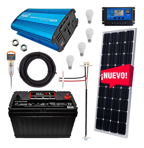 Kit Solar 750 Watts, Batería Akku, Completo Listo Para Usar