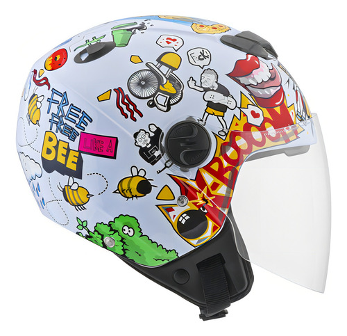 Casco Tork New Atomic Universe Pro Blanco Brillante con Visera Solar Abierta Talla 60 (L)