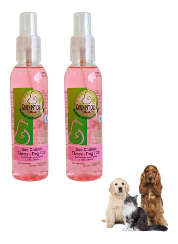 Perfume Colônia Cães Gatos Fêmea Kit 2 Peças 150ml Green Pet