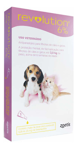 Revolution Zoetis 6% 0.25ml Filhotes Cães E Gato Até 2.5kg