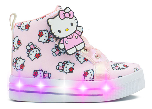 Tenis Bota Para Niña Pequeños Pasos Hello Kitty Con Luces