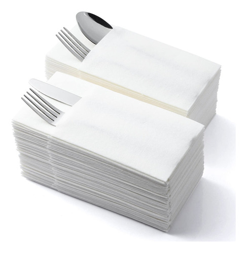 100 Pcs Pocket Napkins White Linen Feel Dinner Air La