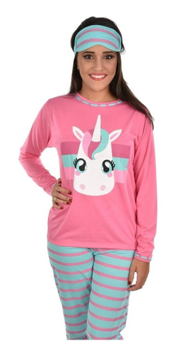 Imagem 6 de 6 de Pijama Longo Mãe E Filha + Tapa Olho Unicornio