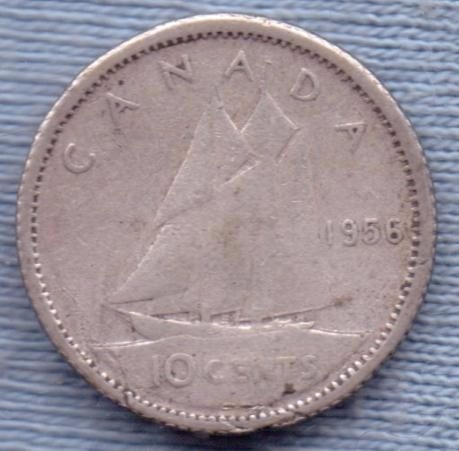 Canada 10 Cents 1956 Plata * Elizabeth Ii *