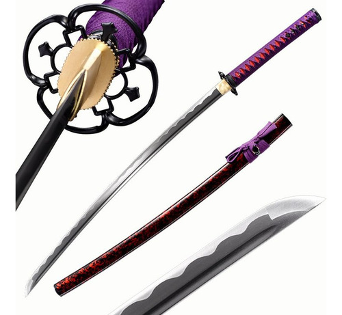 Katana Ryujin De Acero Al Carbono 1045 Edición Púrpura/roja Color Lila