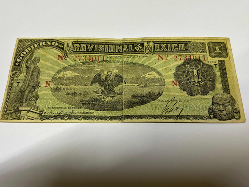 Billete De 1 Peso Gobierno Provisional Mexico 1916