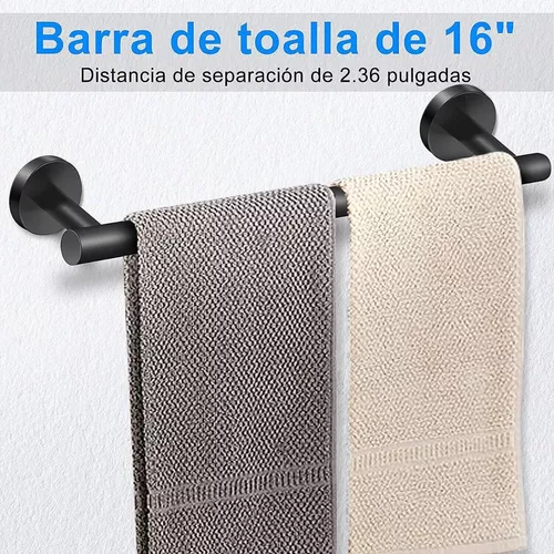  Toallero autoadhesivo – El juego de toalleros de baño incluye  barra de toalla de 16 pulgadas, soporte para papel higiénico adhesivo,  anillo de toalla, gancho para toallas, juego de accesorios de