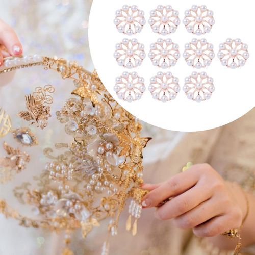10 Adornos De Flores Con Diamantes De Imitación En Tipo C