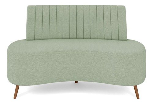 Sofá 2 Lugar Living 135cm Pés Palito Tamar Bouclê Verde Água