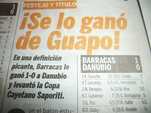 Barracas Central Campeon De Dos Copas Vs.nacional Y Danubio (Usado)