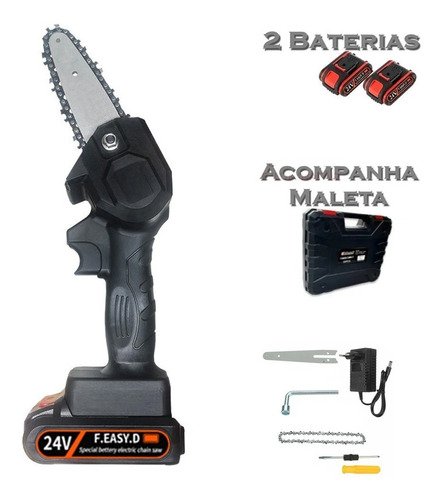 Imagem 1 de 7 de Mini Motoserra Eletrica A Bateria Lítio 24v Bivolt Portatil