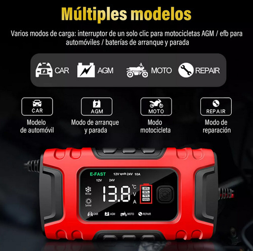 12v 7a Cargador Autonomo De Batería Con Extension De 10 Mts.