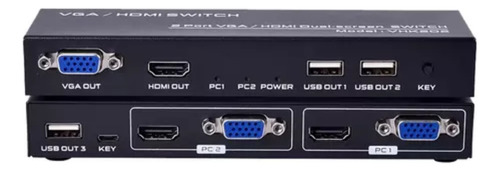 Switch Kvm Hdmi E Vga 2 Portas 4k Mouse/teclado Dual Screen