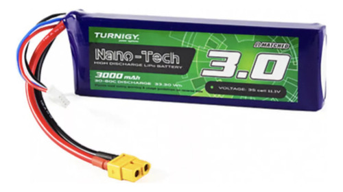 Bateria Lipo 3000mah 3s 30c 11.1v Xt60 Turnigy Rc Avion Heli