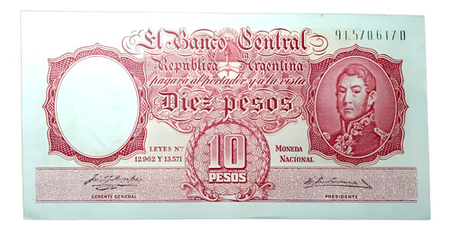 Billete 10 Pesos Moneda Nacional 1957 Bottero 1957 Sin Circ