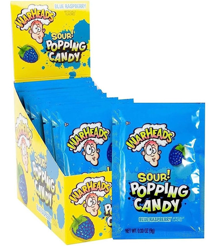 Warheads Pop Candy Sour Blue Raspberry 9g (20 Pacotes)