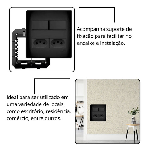 Conjunto 4x4 Tomada Dupla 20a + Interruptor Duplo Fame