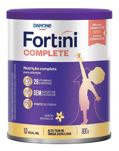 Suplemento em pó Danone  Complete FortiniFortini carboidratos FortiniFortini sabor  baunilha em lata de 800g