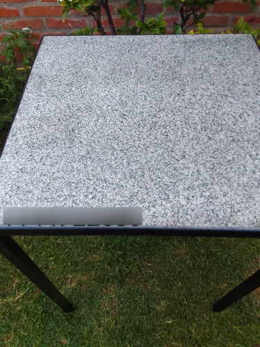 Mesa De Mármol Y Hierro 60 X 60 X 75 Ideal Para Exterior Bar Gris (Usado)