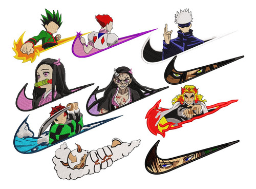 Pack 25 Arquivos De Bordados Nike Anime - Vários Formatos