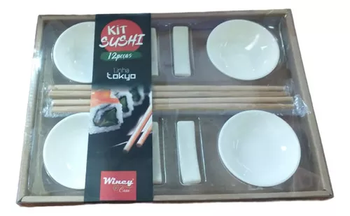 Jogo Mesa Comida Japonesa Sushi Porcelana Branca Completo 4p