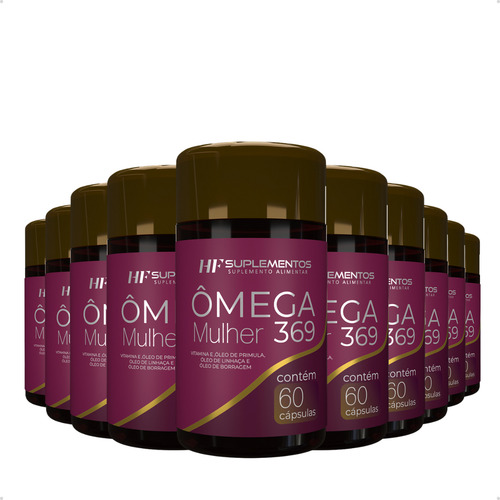 10x Omega 3 6 9 Mulher 60 Caps Hf Suplementos Sem Sabor