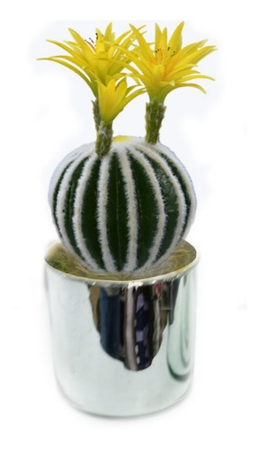 Cactus Parodia Scopa Artificial Con Base Cromada