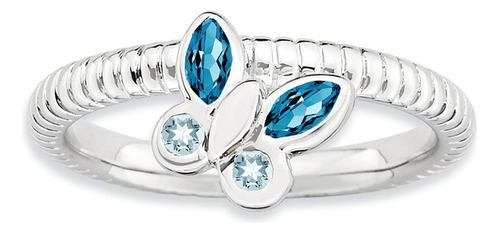 Anillo Stackable Expressions Lt Con Topacio Azul Celeste, Pl