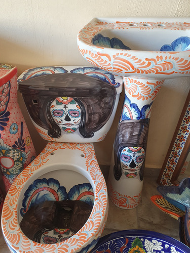 Sanitario Talavera Diseño Catrina Gratis Lavabo Con Pedestal