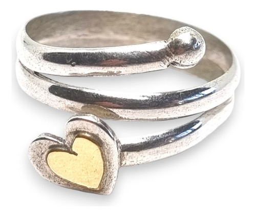 Anillo Plata Y Oro Con Corazon En La Punta