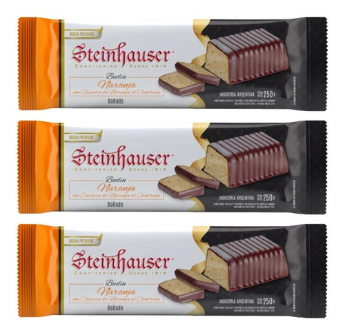 Budin Steinhauser Naranja Bañado En Chocolate 250gr. Pack X3