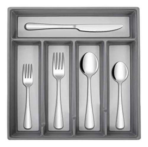 Organizador Cubiertos Utensilios Cocina Porta Servicios Color Gris