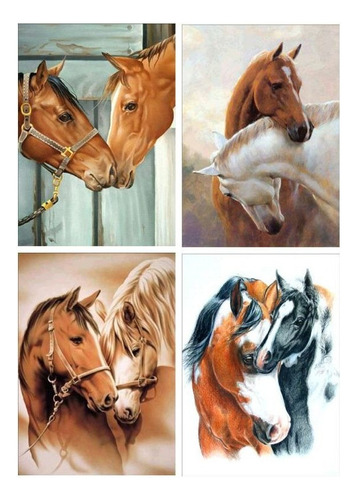 Pack Of 4 Horse Painting Kits 5d Diy Diamond Full Dri