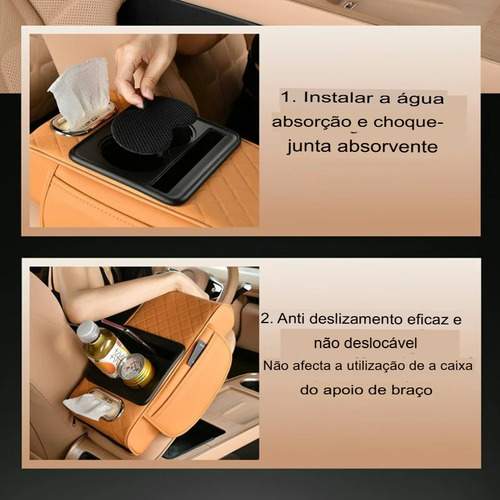Almofada Apoio De Braço Para Carro Com 2 Porta Copos Console