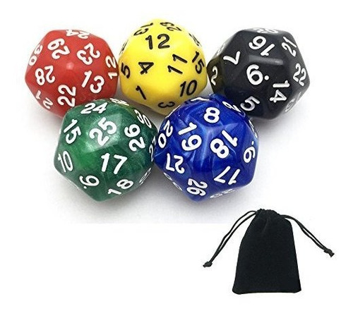 Smartdealspro Paquete De 5 Dados Aleatorios D30 Polyhedral D