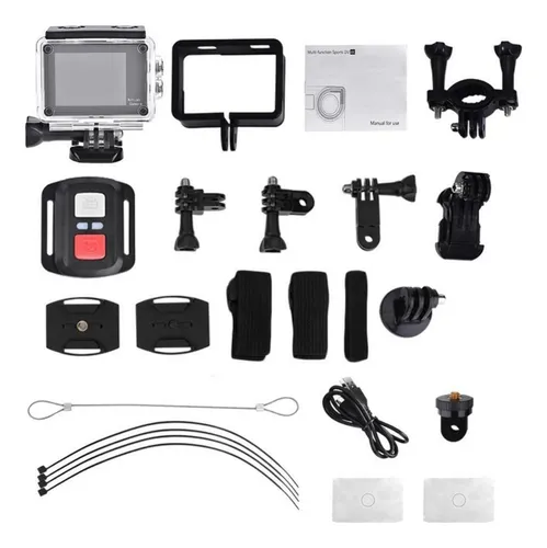 Camara Deportiva 4k Foto Y Video Wifi Accesorios + Control Color Negro